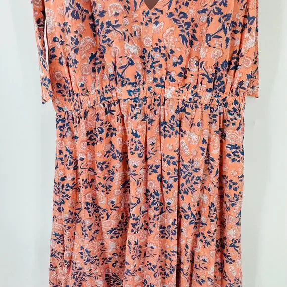 Cleobella Astrid Floral Print Dress Organic Cotton Tie Strap Maxi Boho Size S